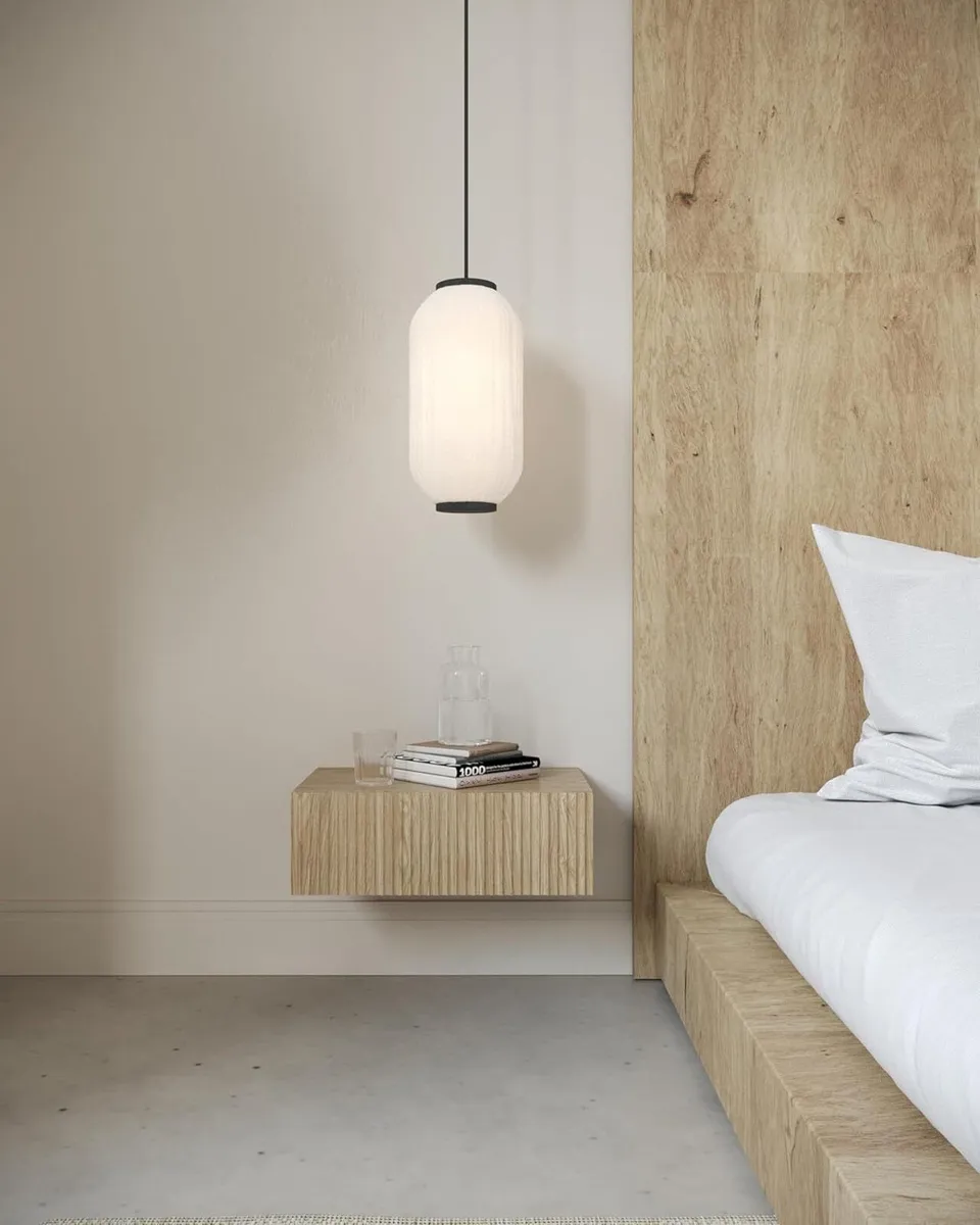 Wall-Mounted Nightstand Japandi Style Oak Bedside - Image 2