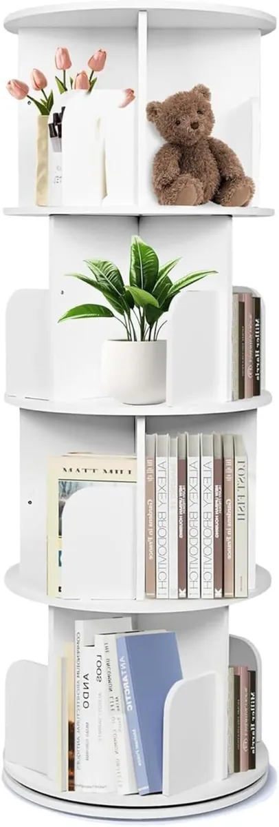 4 Tier Rotating Bookshelf Spinning Kids Floor - Image 1