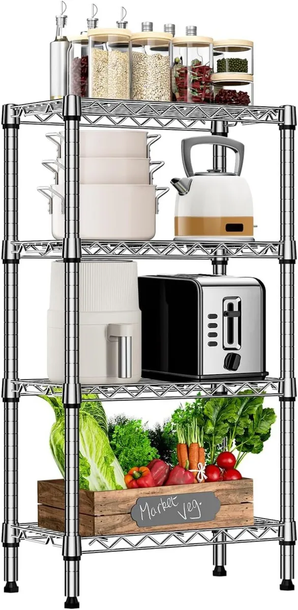 4 Tier Shelf Metal Storage Shelves Wire Rack - Image 1