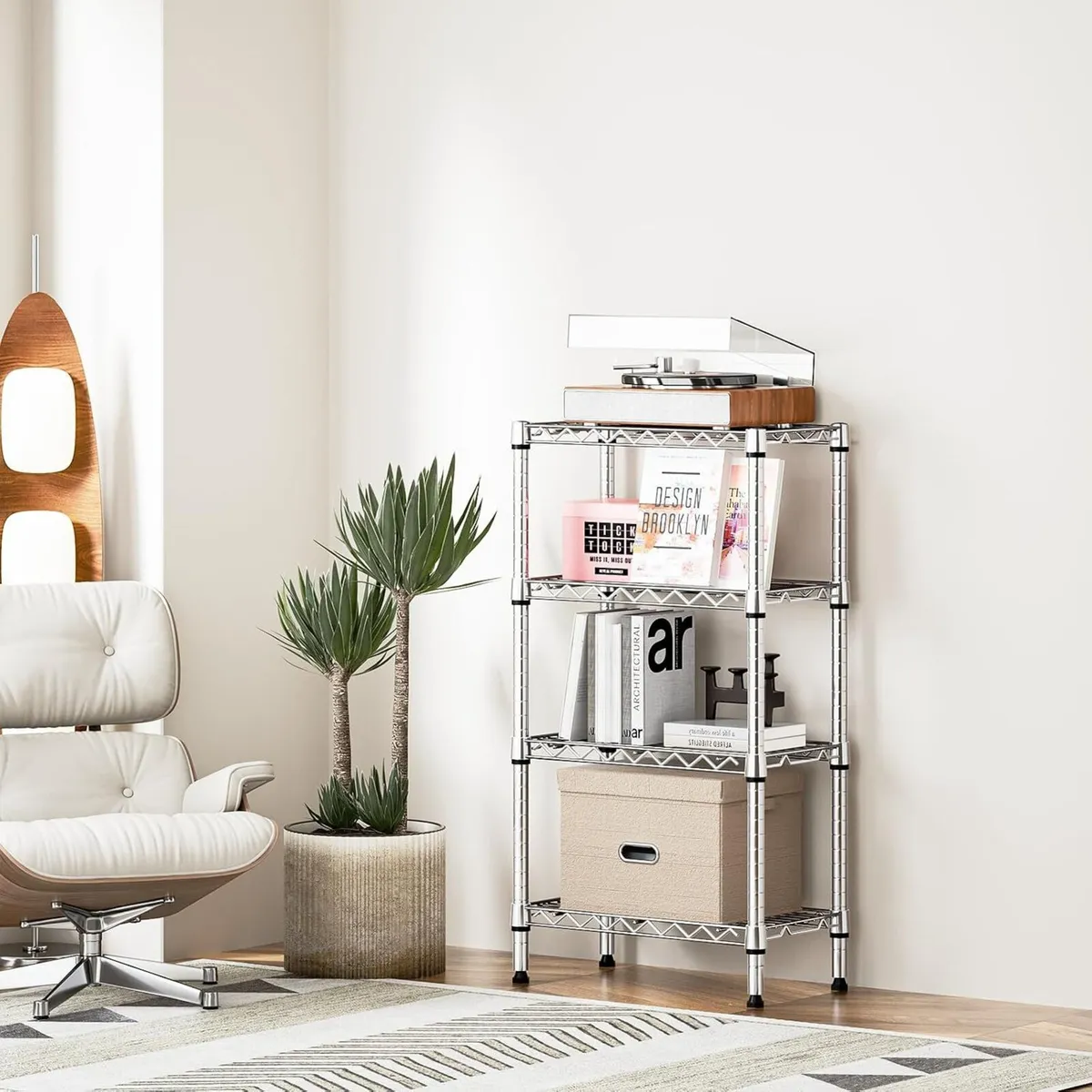 4 Tier Shelf Metal Storage Shelves Wire Rack - Image 2