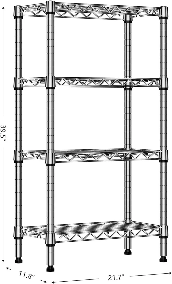 4 Tier Shelf Metal Storage Shelves Wire Rack - Image 3