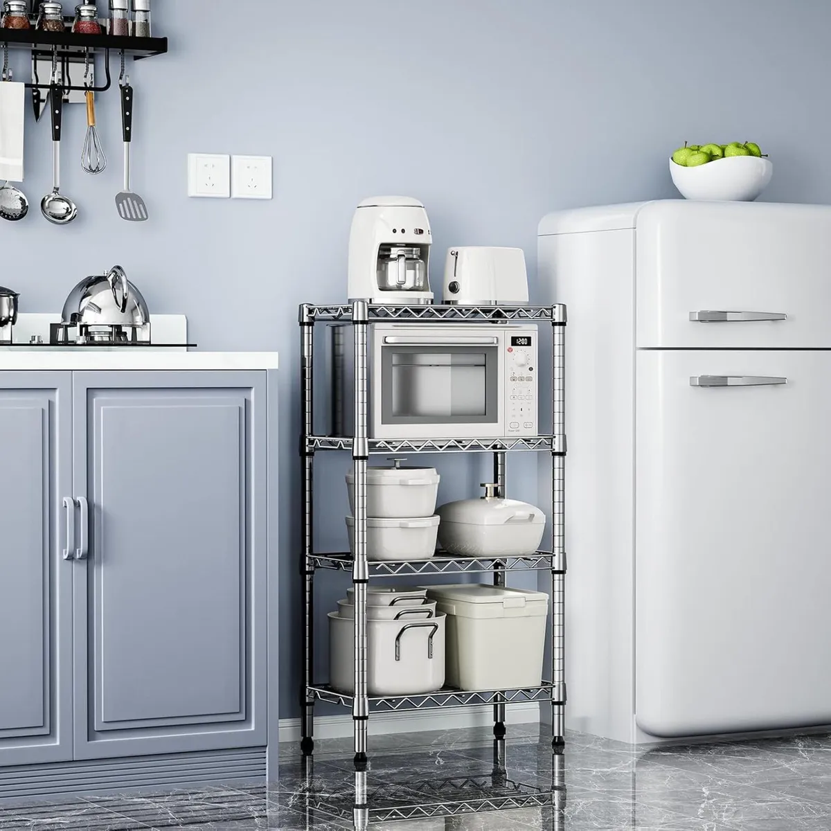 4 Tier Shelf Metal Storage Shelves Wire Rack - Image 4