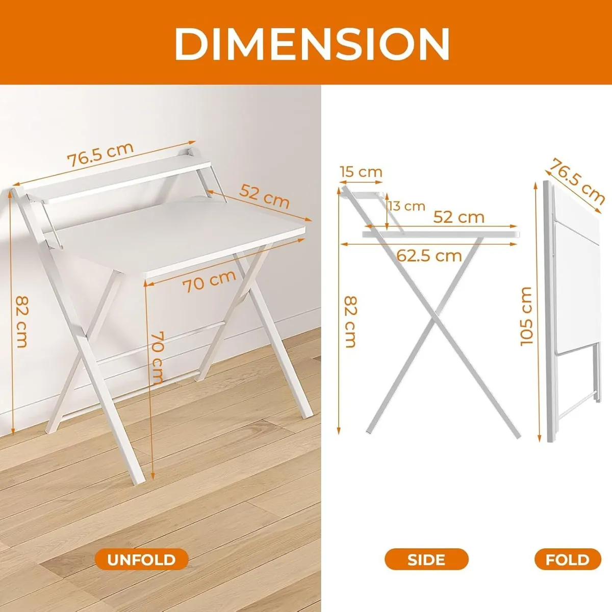 No Assembly Required Folding Desk with Monitor - Image 3