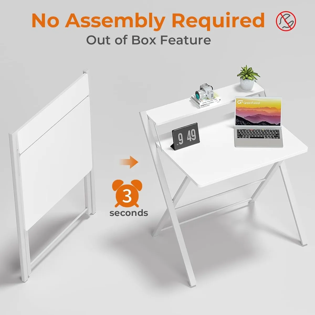 No Assembly Required Folding Desk with Monitor - Image 4
