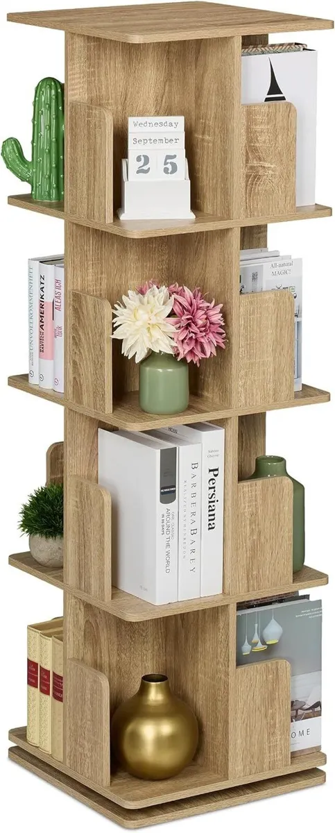 Rotating Bookcase 360-Degree Swivel 4 Levels - Image 1