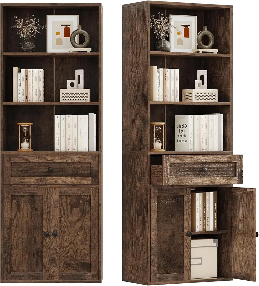 5-Tier Bookcase with Doors and Drawer - Image 1