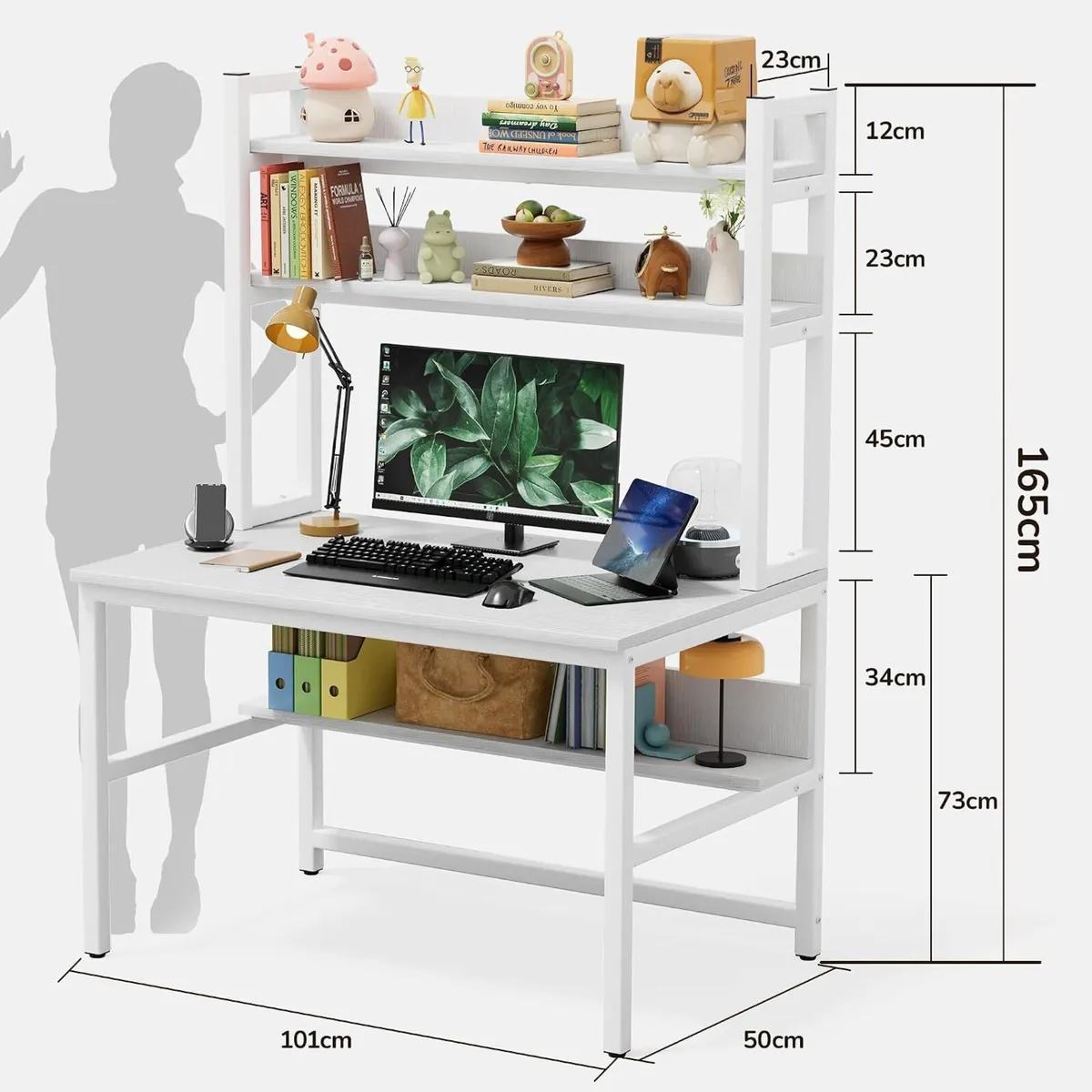 Computer Desk with Shelves Work Storage - Image 3