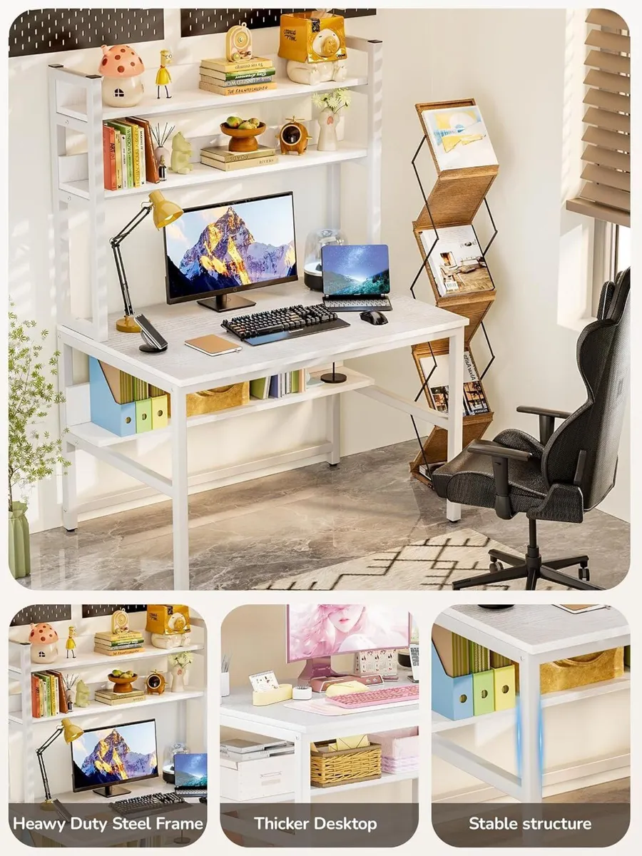 Computer Desk with Shelves Work Storage - Image 4