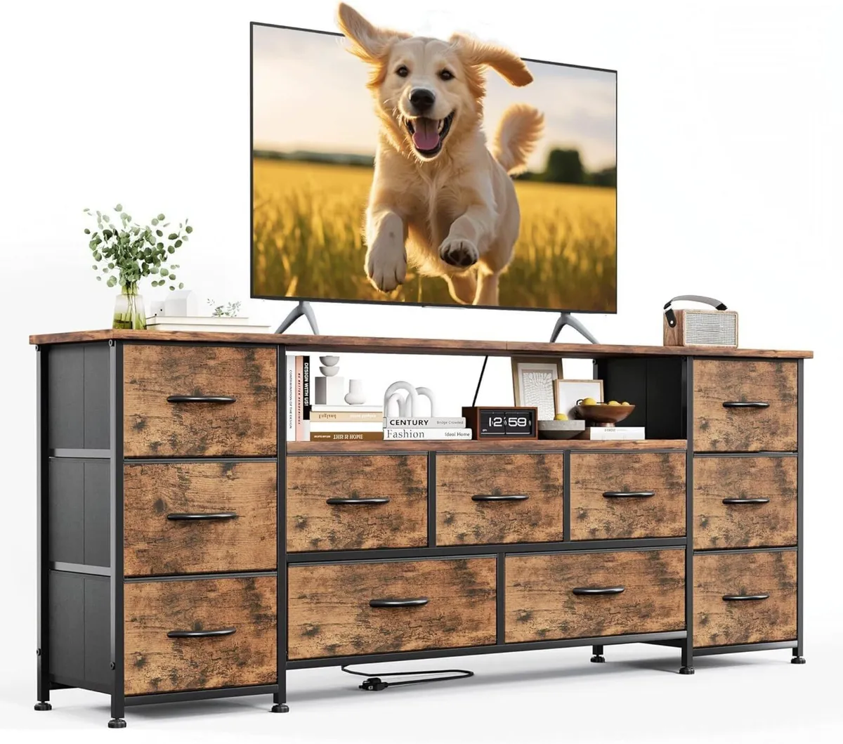 63" TV Cabinet Dresser for Bedroom with 11 - Image 1