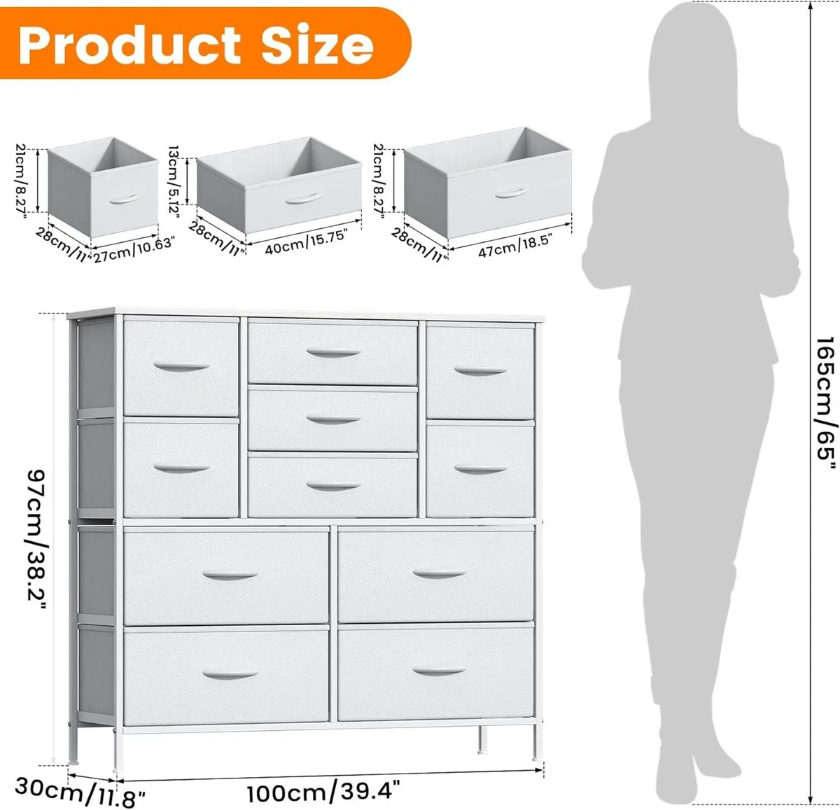 Chest of Drawers Bedroom Tall Dresser with 11 - Image 2