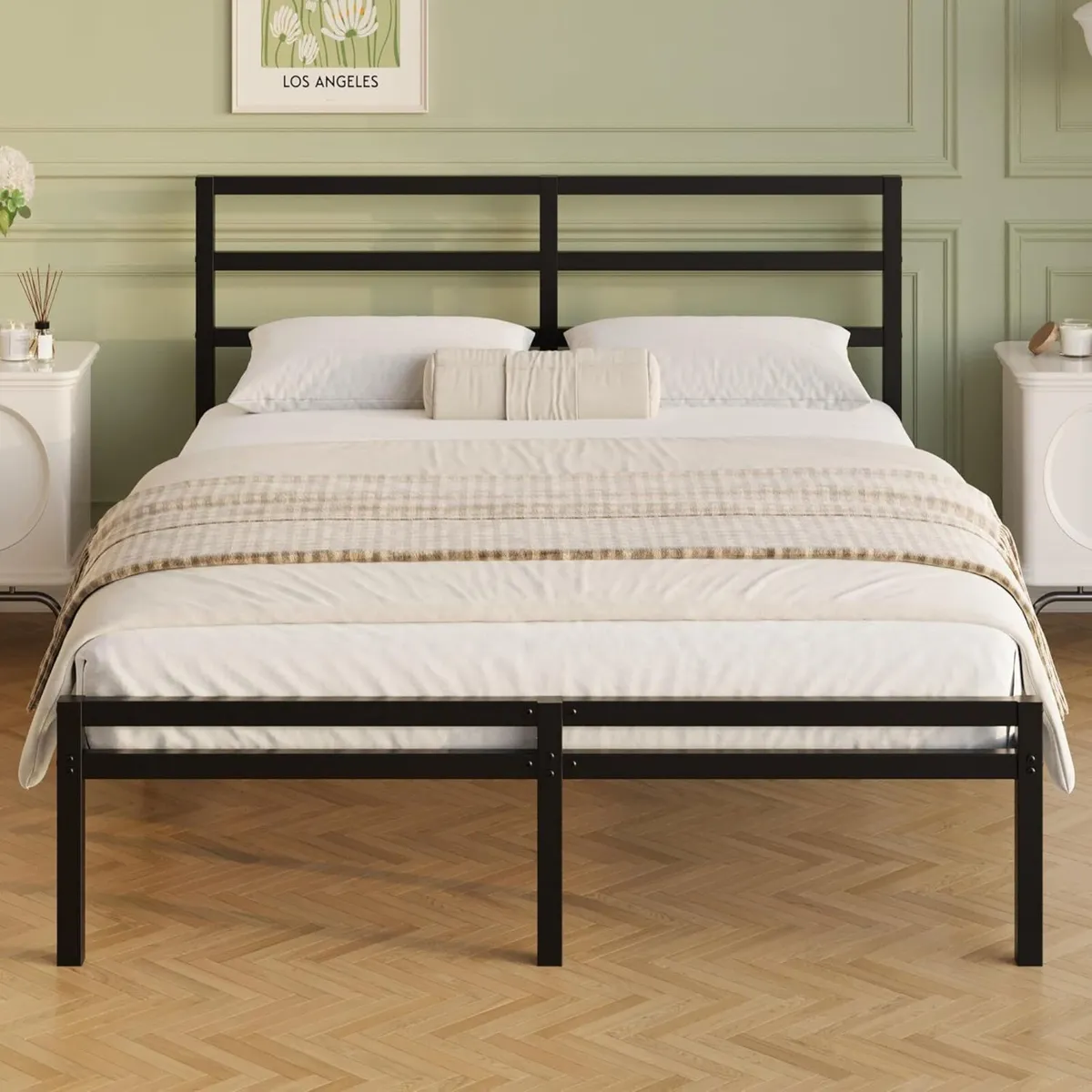 Metal Bed Frame with Headboard and Footboard - Image 1