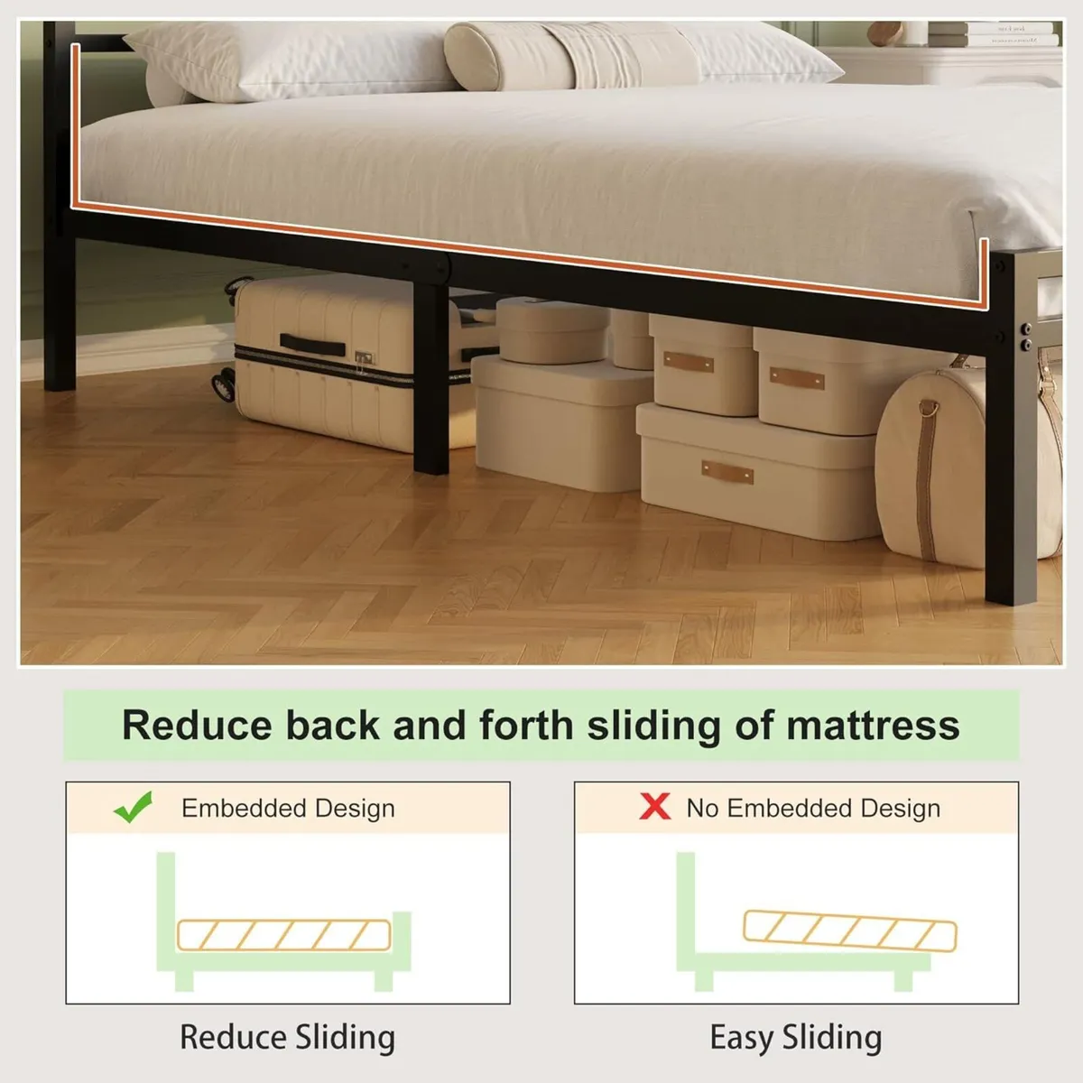 Metal Bed Frame with Headboard and Footboard - Image 3