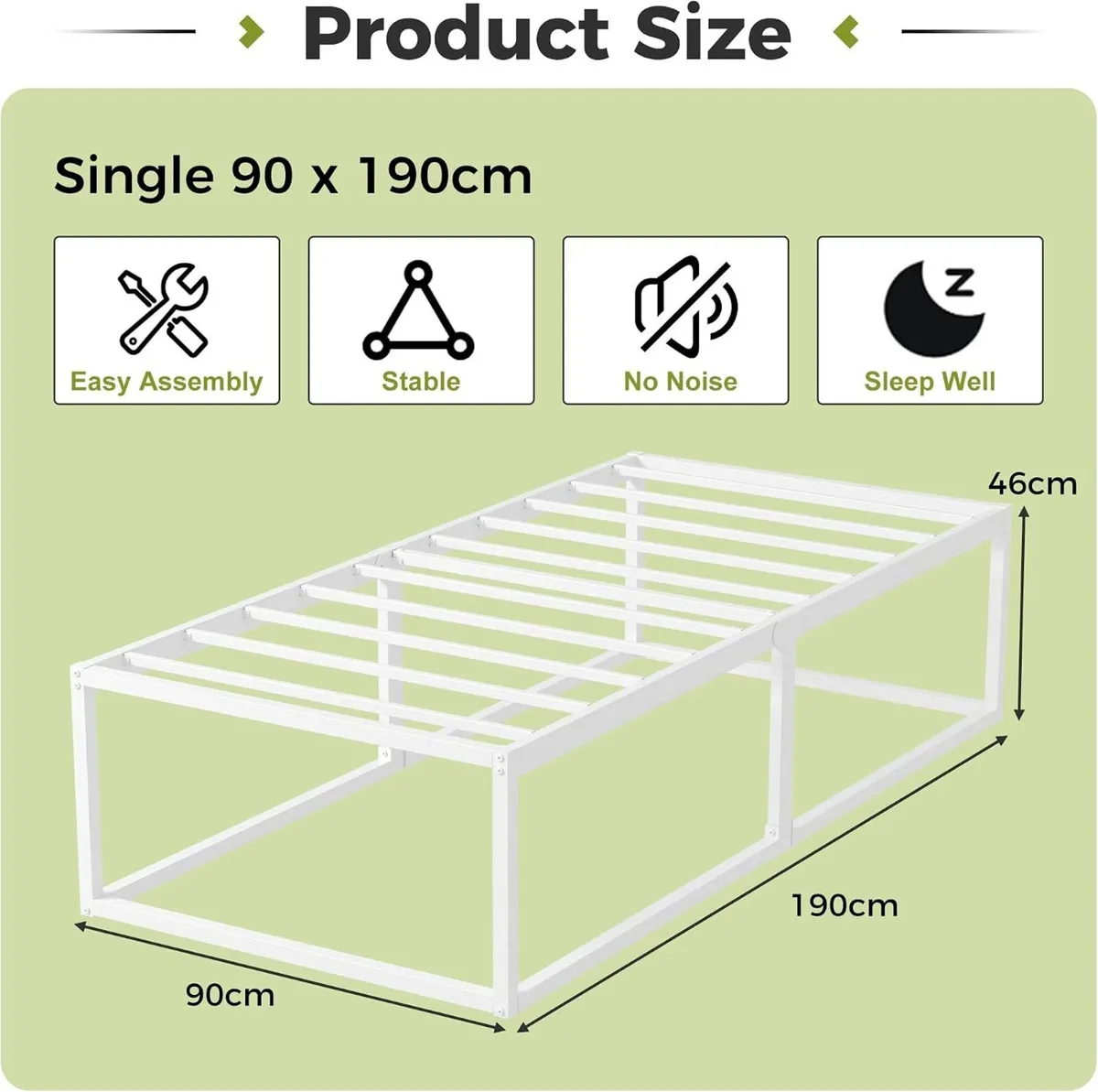 Bed Frame with Sturdy Slats Support - Image 2