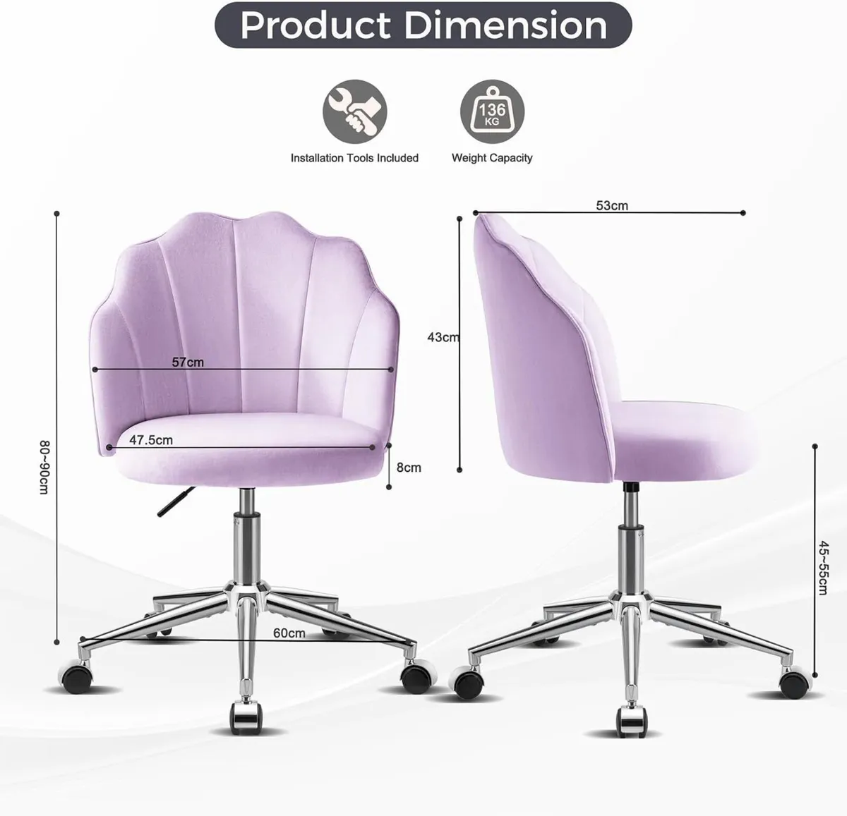 Vanity Chair for Dressing Table with Wheels Comfy - Image 3