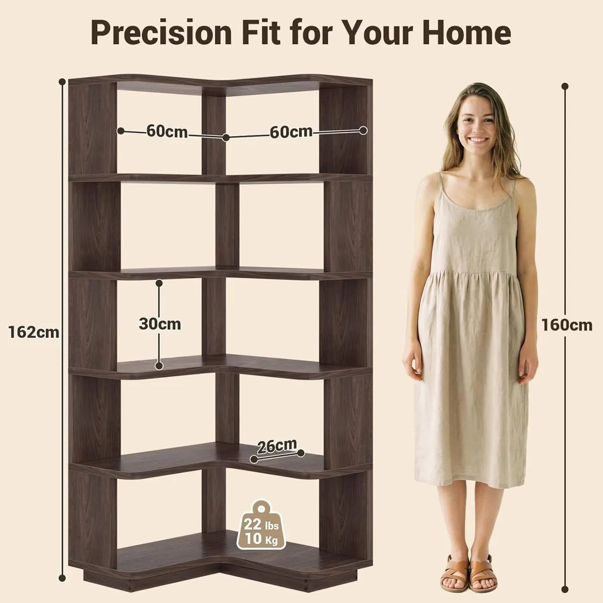 5-Tier Corner Bookshelf L-Shaped Bookcase - Image 3