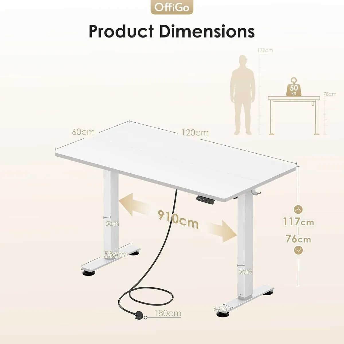 Desk Height Adjustable with 2 Memory Presets - Image 3