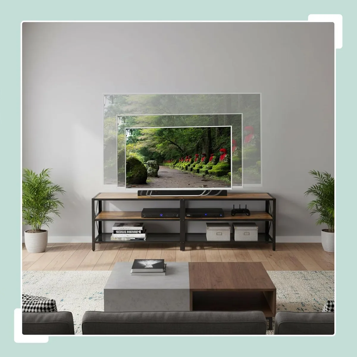 TV Lowboard with 4 Shelves - Image 3