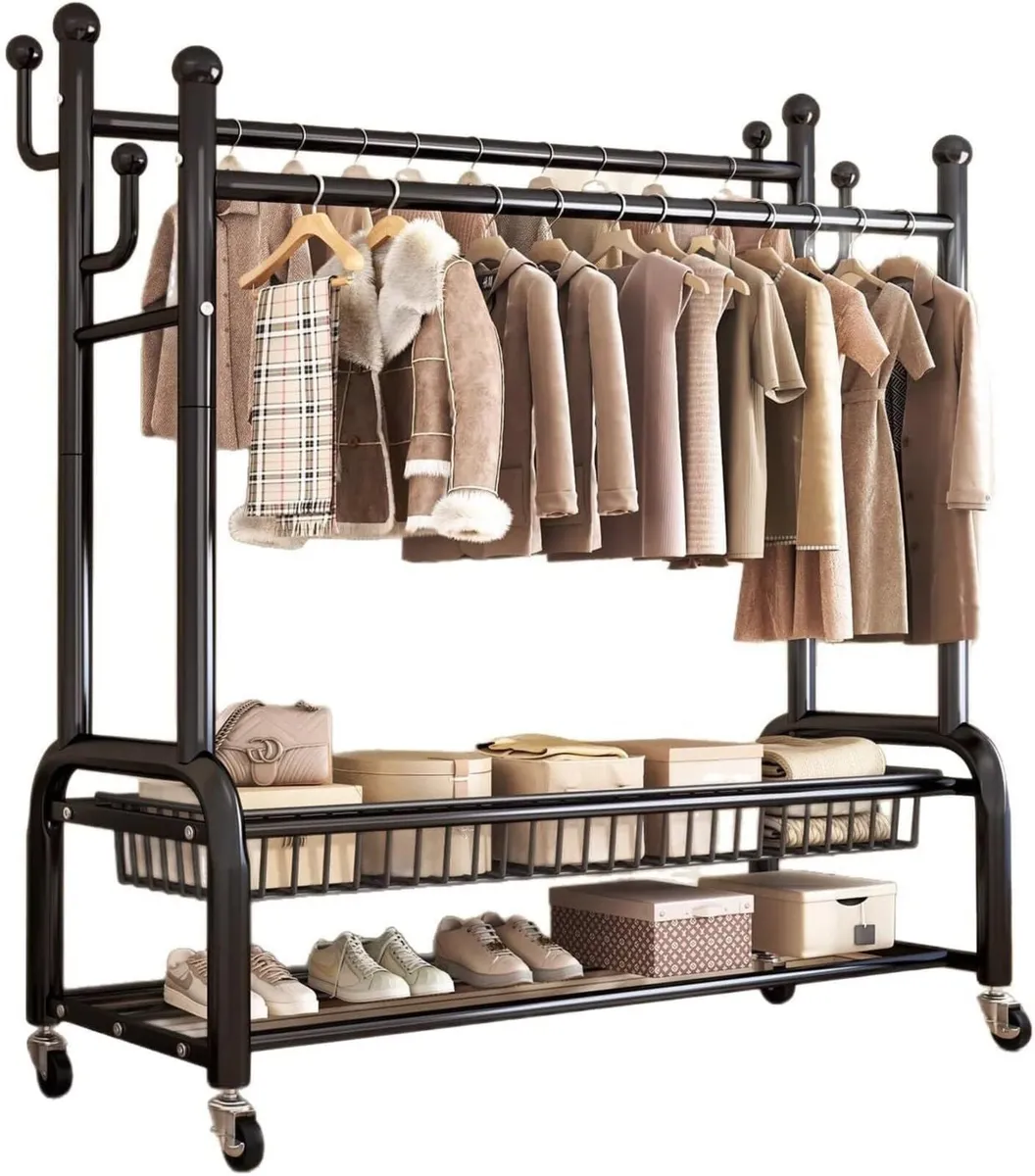Clothes Rail for Bedroom Double Wardrobe with 4 - Image 1