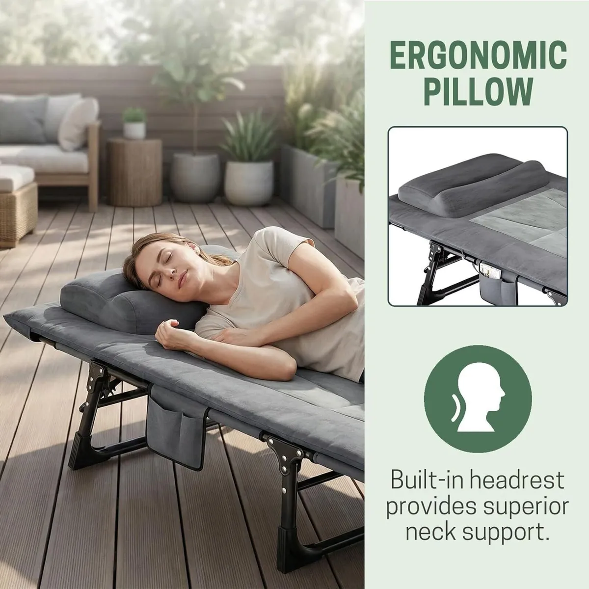 Foldable Sun Lounger with Padded Mattress - Image 4
