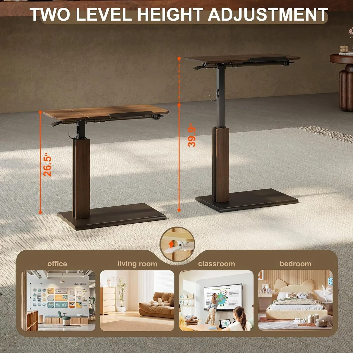 Large Overbed Table 67.5-101.5CM with Wheels - Image 3