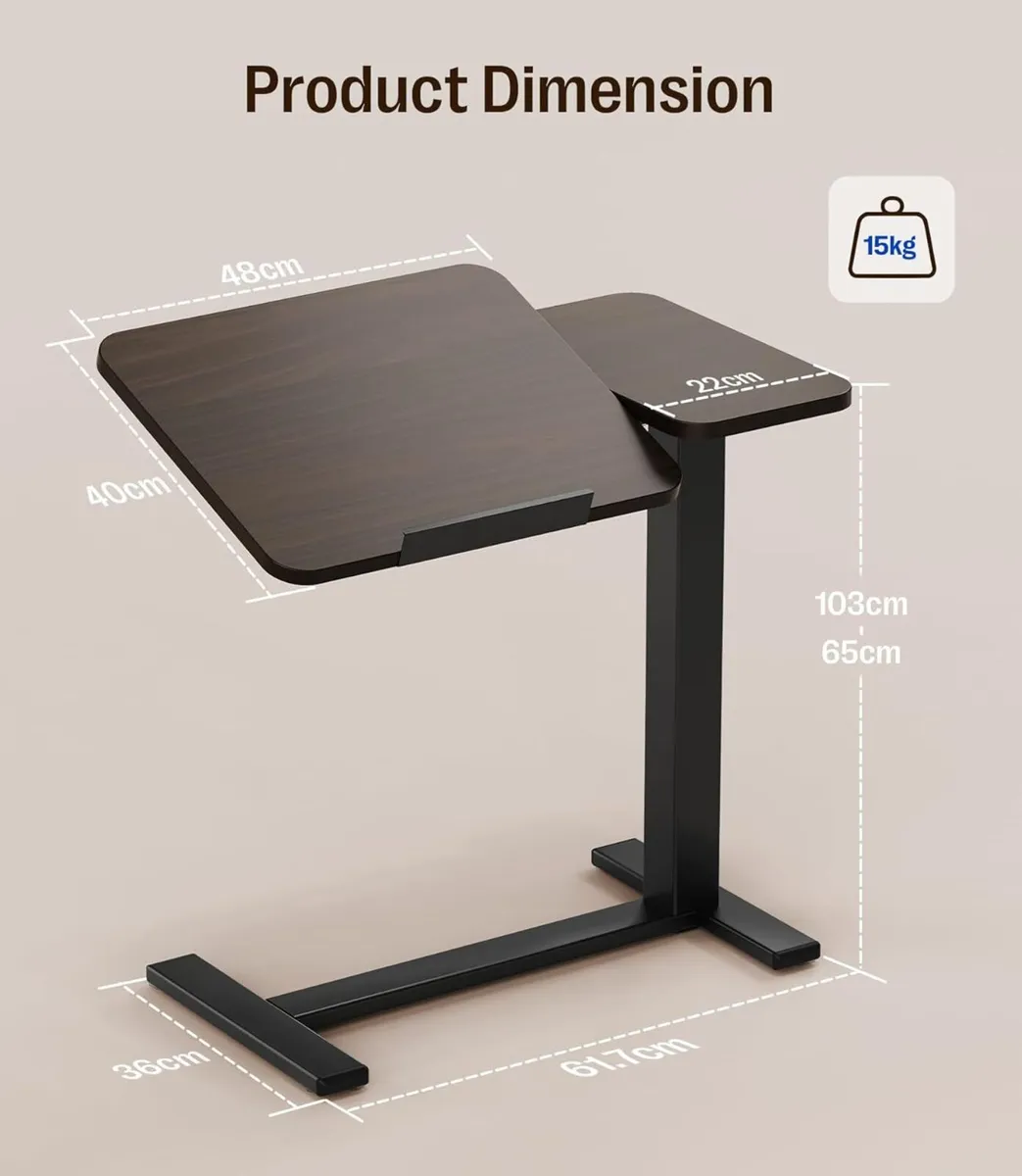 Fit Dual Overbed Table with Wheels C-Shape Bedside - Image 2