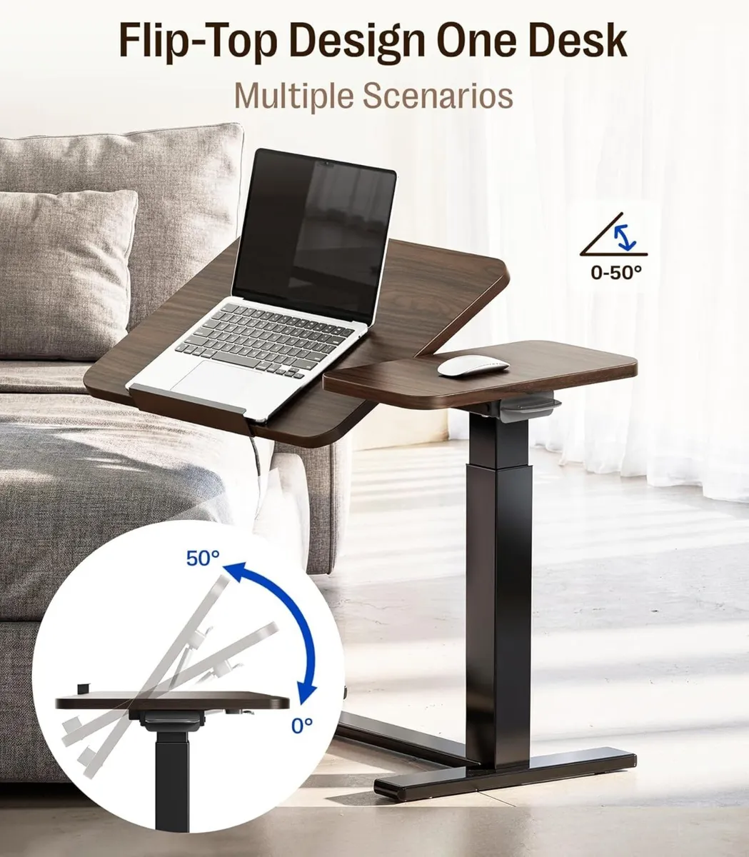 Fit Dual Overbed Table with Wheels C-Shape Bedside - Image 3