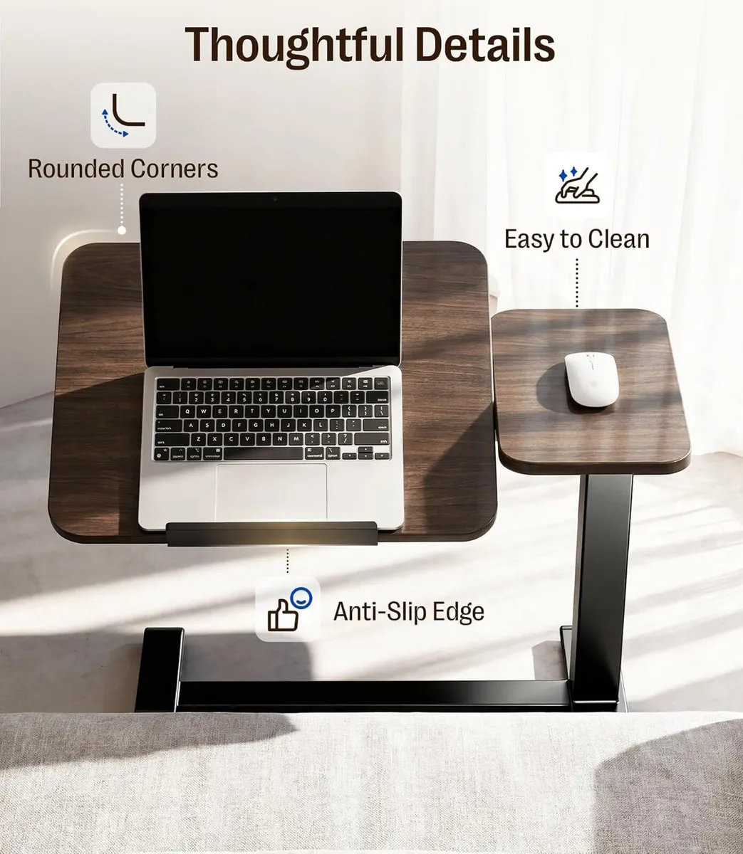 Fit Dual Overbed Table with Wheels C-Shape Bedside - Image 4