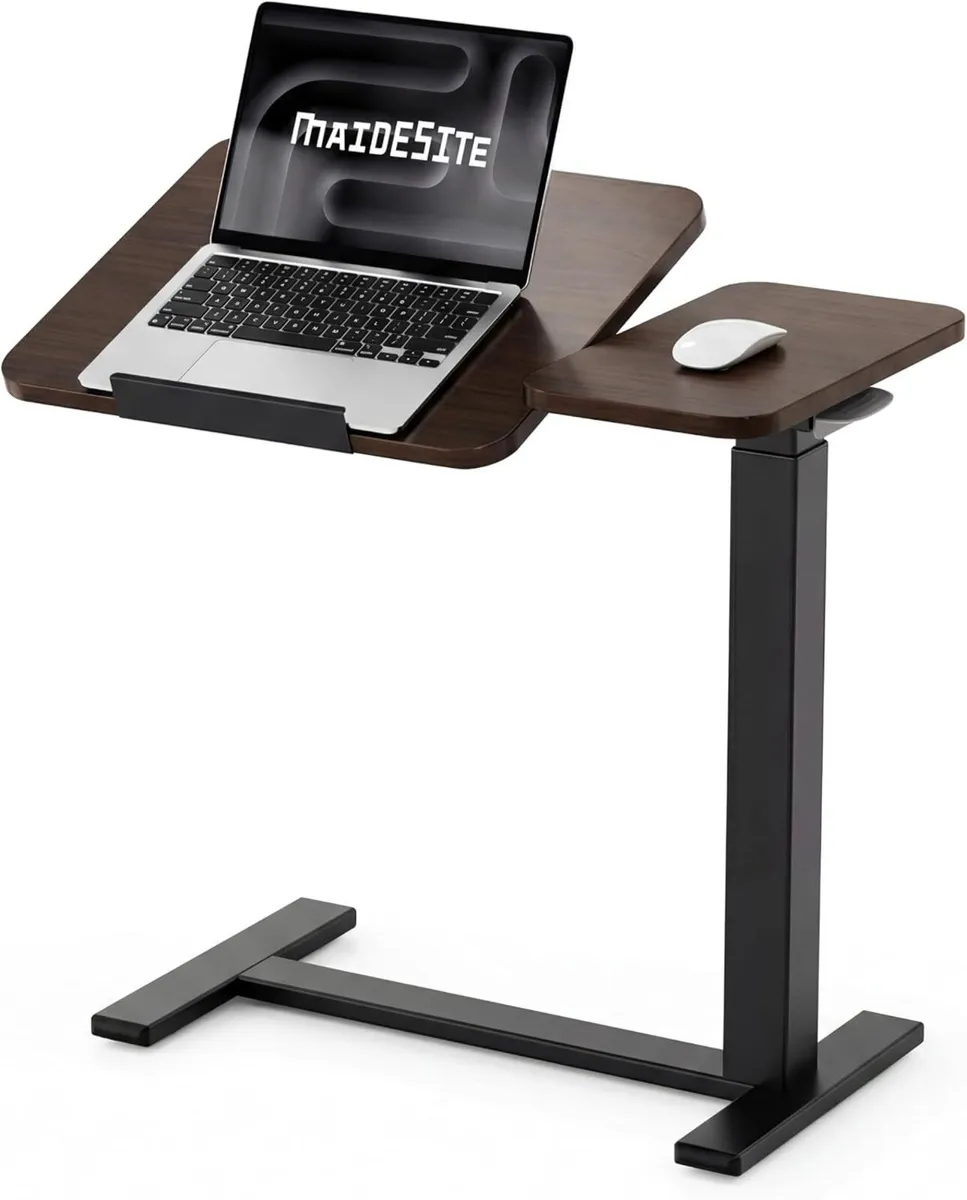 Fit Dual Overbed Table with Wheels C-Shape Bedside - Image 1