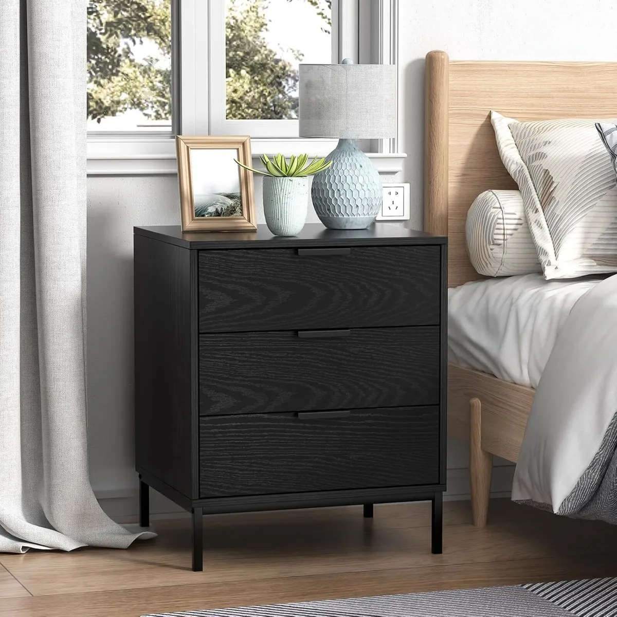 3 Drawer Bedside Table Bed Side for Bedroom - Image 1