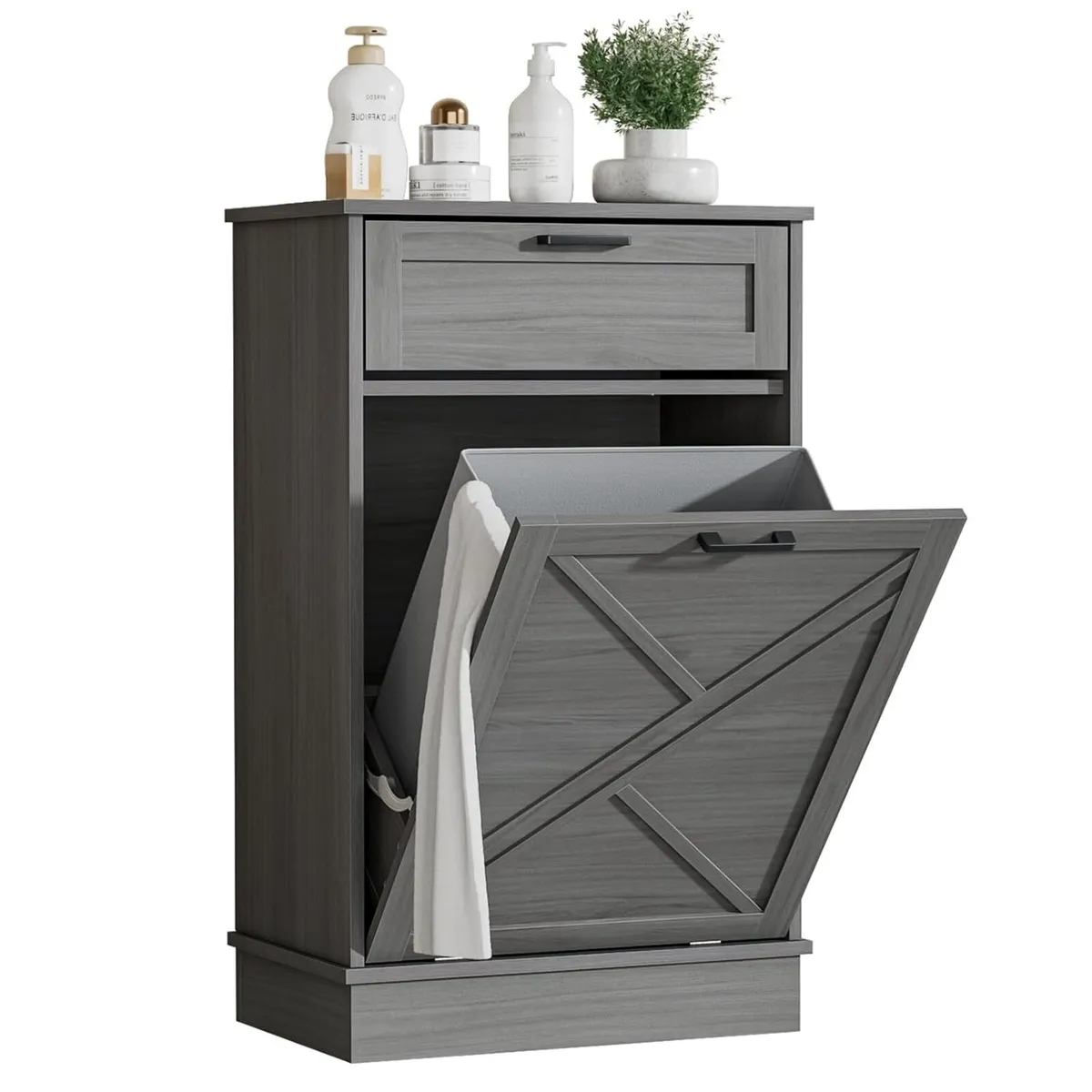 10 Gallons Tilt Out Trash Can Cabinet Wooden - Image 1