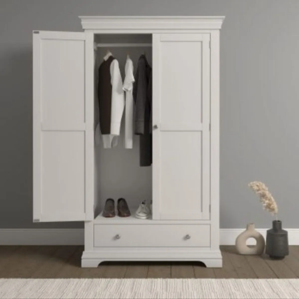Bordeaux 2 Door Wardrobe Ivory - Image 1
