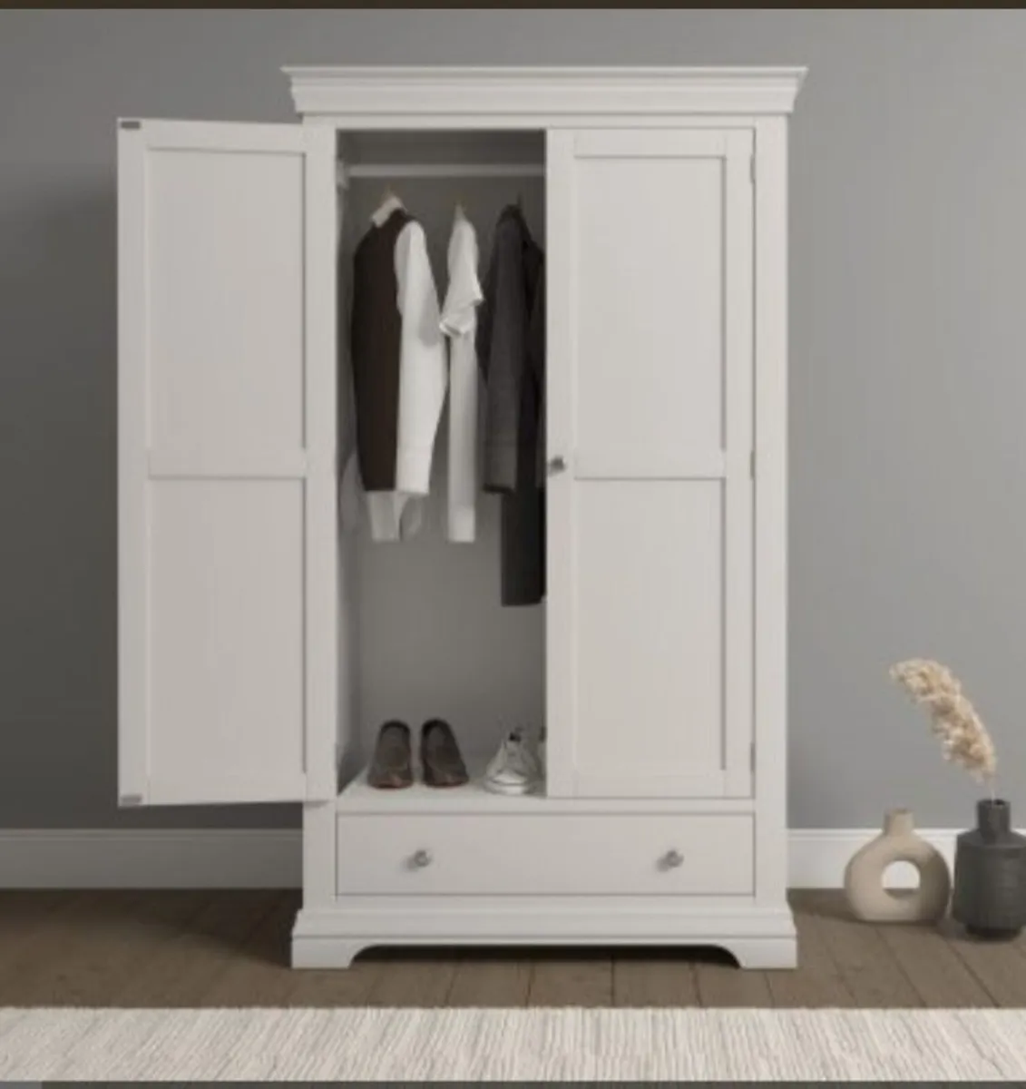 Bordeaux 2 Door Wardrobe Ivory - Image 2