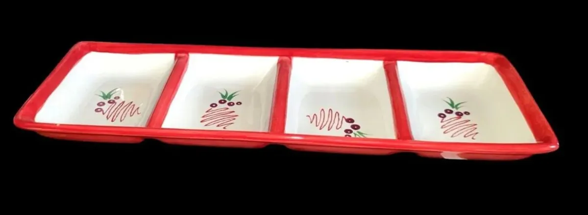 Pristine "Festival" 4-Section Ceramic Serving Tray - Image 1
