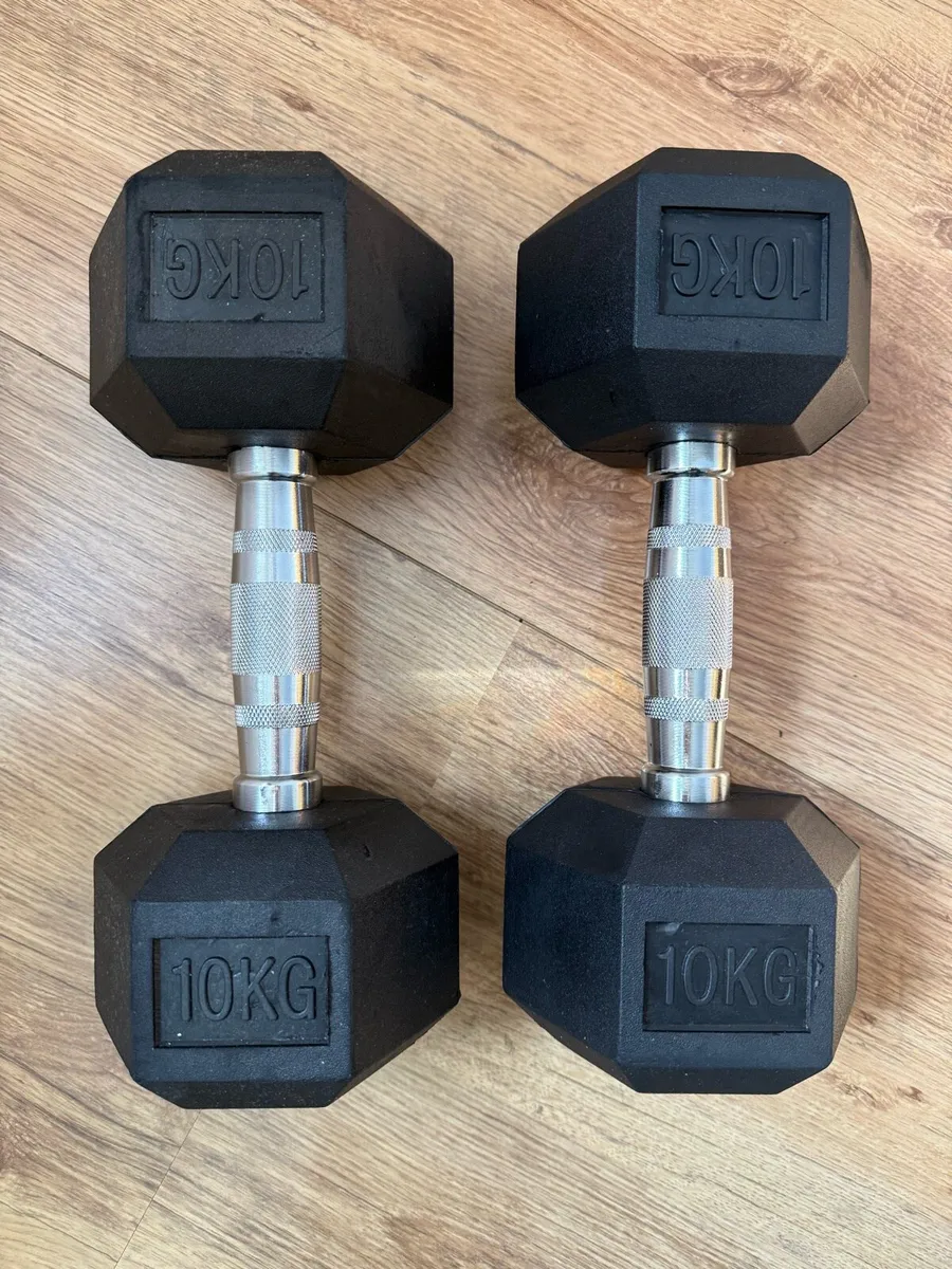 Brand new 2 x 10 kg. gym dumbbells, weights - Image 1