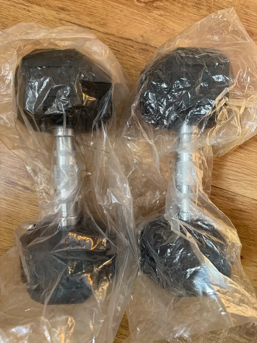 Brand new 2 x 10 kg. gym dumbbells, weights - Image 2