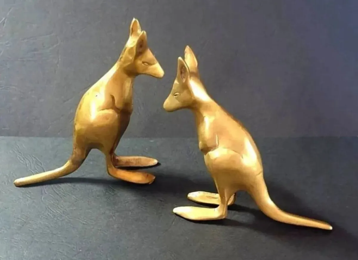 Pair Of Vintage Brass Kangaroo's - Image 1