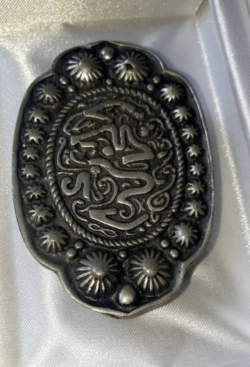 Pristine Vintage Ornate Silver Belt Buckle - Image 1