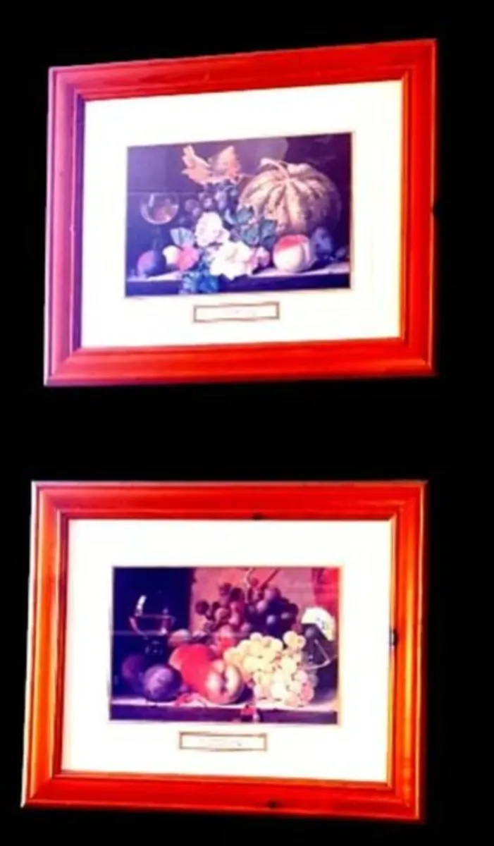 Duo of Framed Still Life Fruit & Wine Prints - Image 2