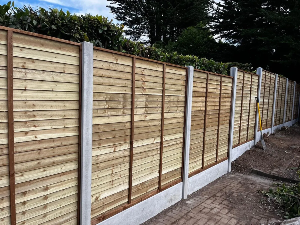 Fencing, concrete poles, timber panels - Image 1
