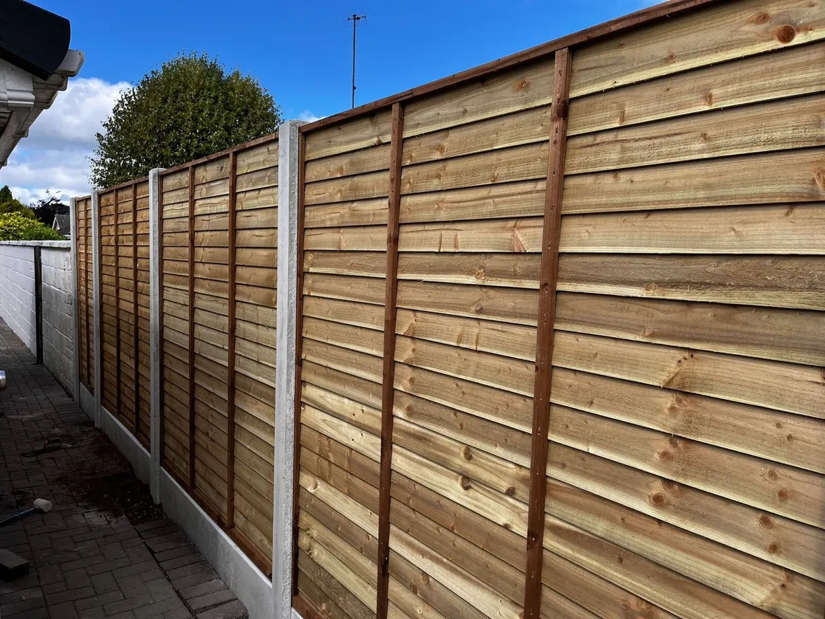 Fencing, concrete poles, timber panels - Image 2