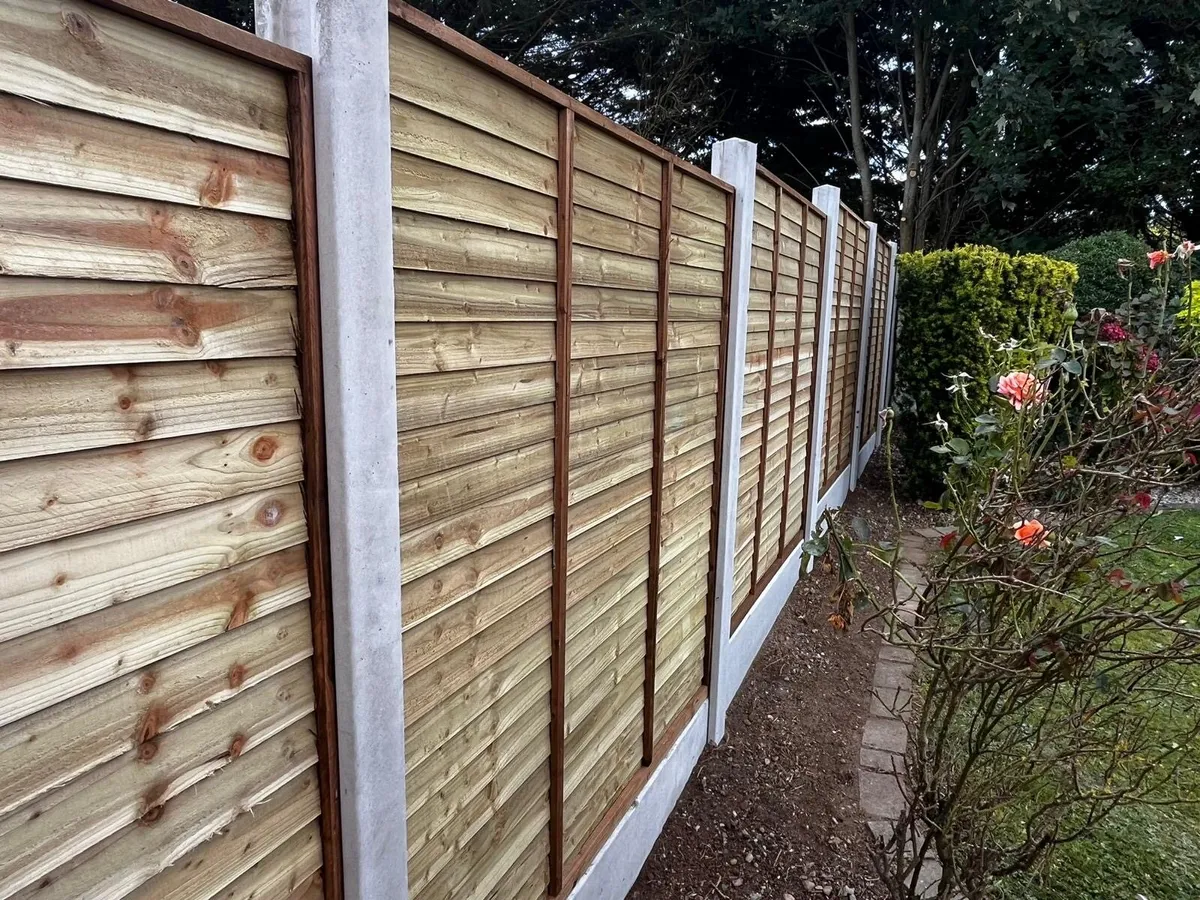 Fencing, concrete poles, timber panels - Image 4