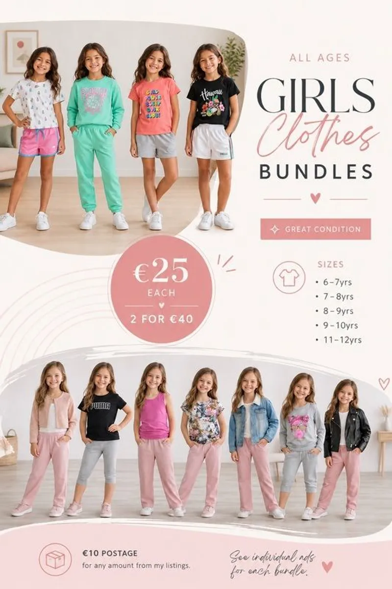ALL AGES Girls Clothes Bundles - 2 for 40 Euro - 6-7yrs / 7-8yrs / 8-9yrs / 9-10yrs / 11-12yrs - Image 1