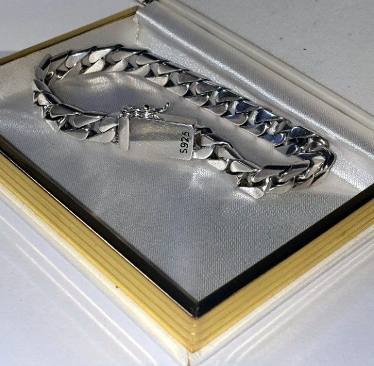 Vintage Sterling Silver Cuban Link Bracelet - Image 2