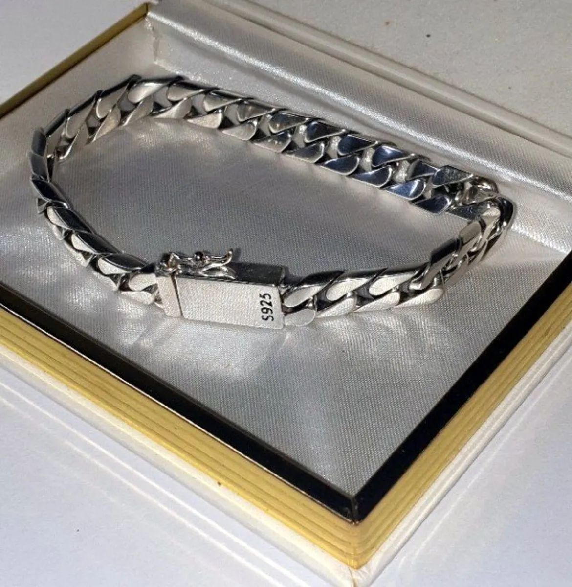 Vintage Sterling Silver Cuban Link Bracelet - Image 4