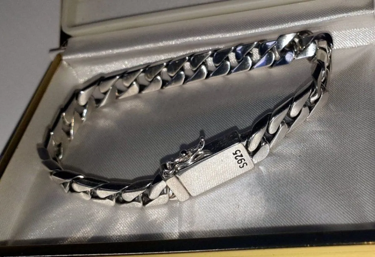Vintage Sterling Silver Cuban Link Bracelet - Image 1