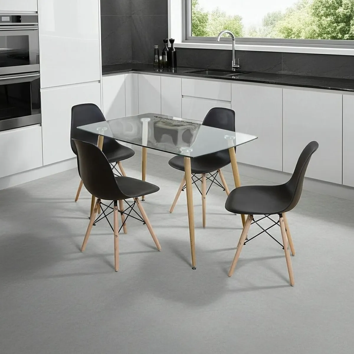 Nordic Dining Set 4 chairs Black . Free delivery - Image 1