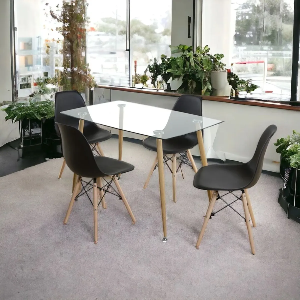 Nordic Dining Set 4 chairs Black . Free delivery - Image 1