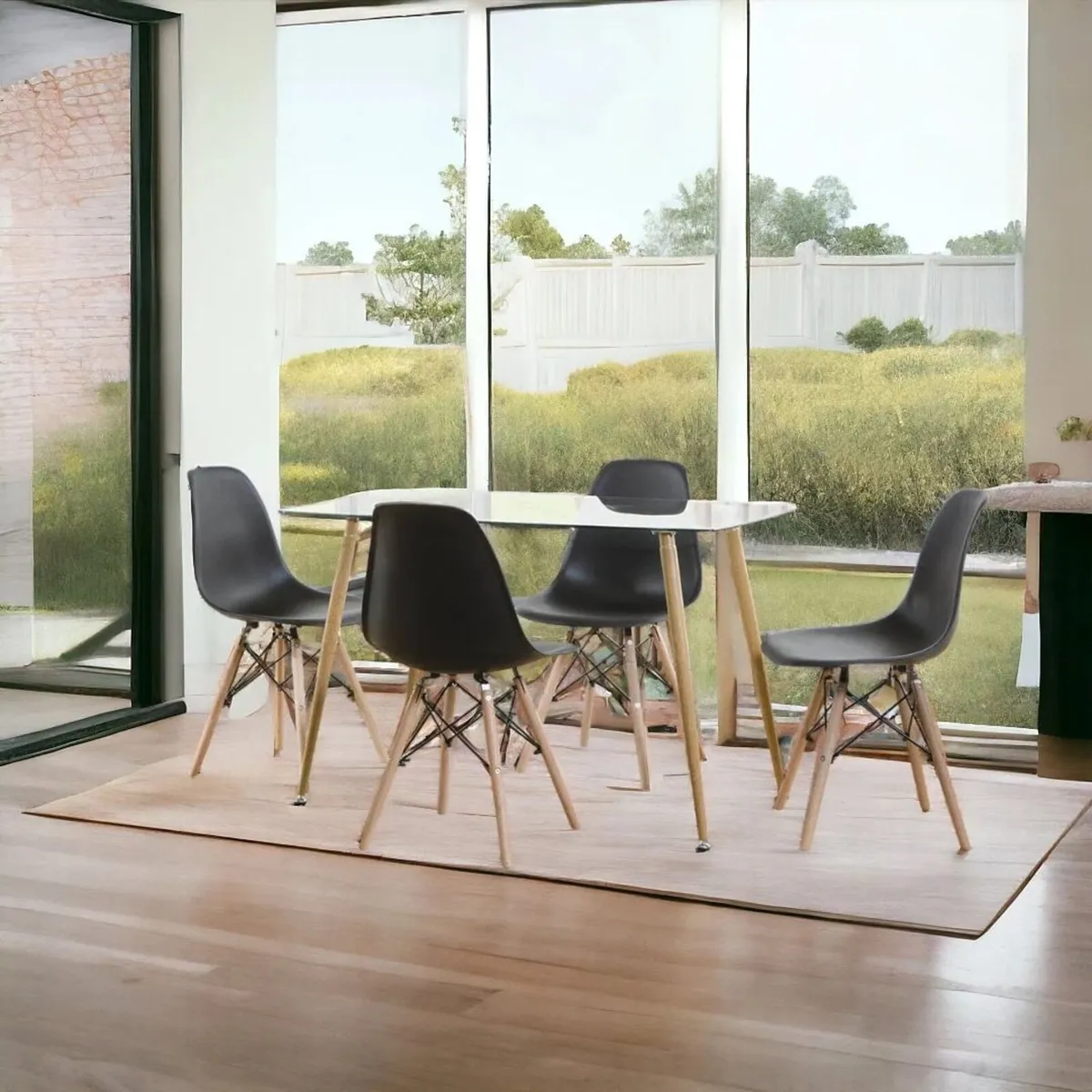 Nordic Dining Set 4 chairs Black . Free delivery - Image 1