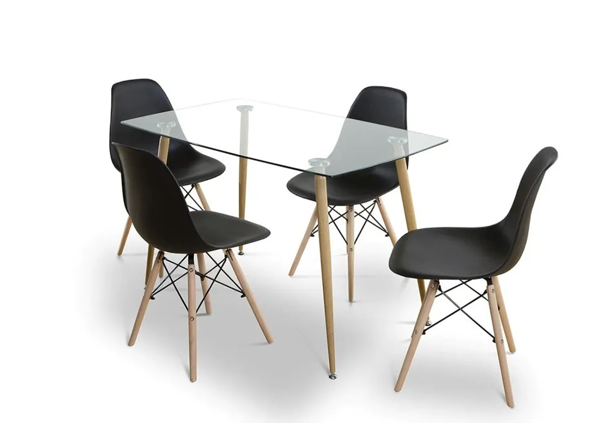 Nordic Dining Set 4 chairs Black . Free delivery - Image 2