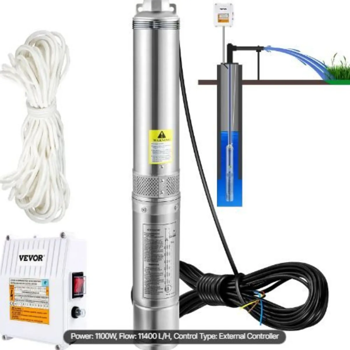 Deep Well Submersible Pump, 1100W - Image 4